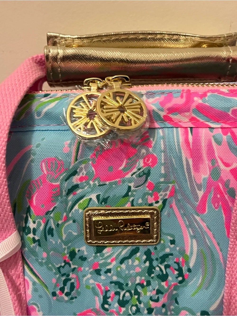 Lilly Pulitzer Aqua & Pink Floral Convertible Backpack Tote